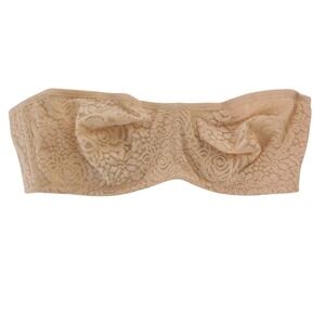 Wacoal 854205 Bra 34C Halo Lace Strapless Underwire Unlined Cups in Beige